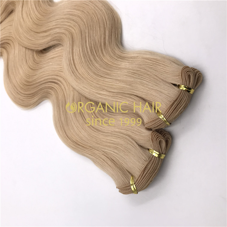 Wholesale hand tied wefts platinum blonde color wave X341